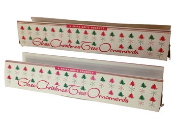 Bundle Lot of 2 Vintage 70s Shiny Brite Fanci-Pak Glass Ornament Cartons Empty Box-Only Christmas Collector Advertising Ephemera Storage