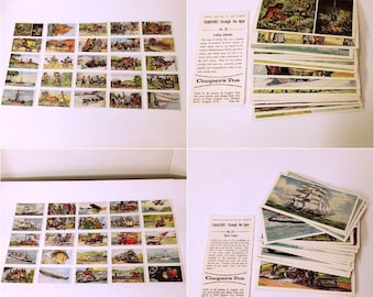 Vintage 50s-60s Coopers Tea Advertising Trade Cards &#39;Transport Through the Ages&#39; Complete Set 1st-2nd Series #1-50 Train Plane Auto Bus Bike
