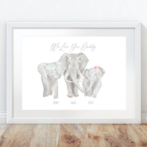 Father&#39;s Day Personalised family print - family names print - elephant family print - father&#39;s day gift - elephant gift