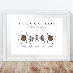 Halloween family print, halloween spiders print, personalised halloween family print, spiders family print, halloween print, spider family