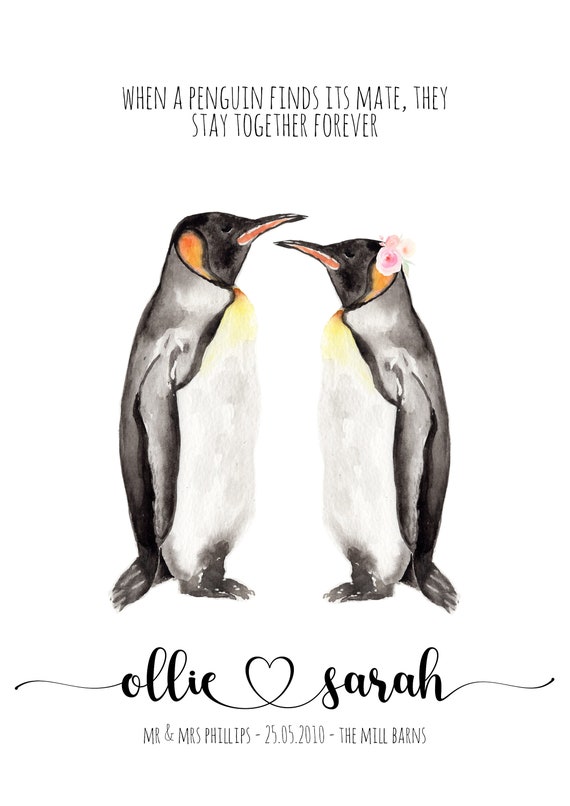 Pinguin Personalisiertes Ornament, Jahrestag Geschenk, Verlobungsgeschenk,  Paare Geschenk, Valentinstag Geschenk, Ich liebe Dich Geschenke