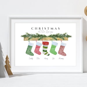 Personalised Christmas stockings family print, stockings print with family names, personalised family print, family stocking Christmas print