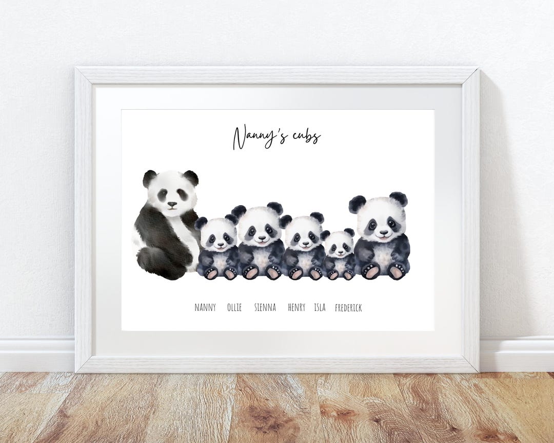 Impresión de nombres de la familia panda, impresión de panda con