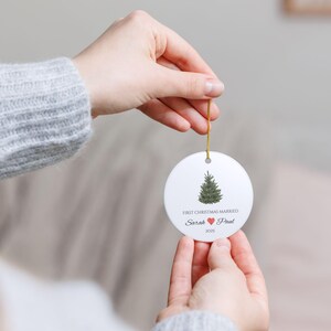 Personalized Christmas Ornament, First Christmas Married Decoration, Holiday Keepsake, Couple&#39;s Gift, Custom Tree Ornament
