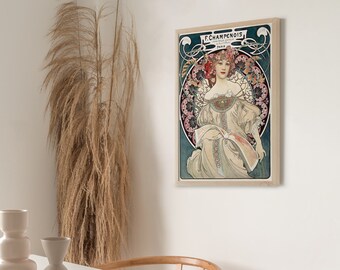 Alphonse Mucha Cartel Descarga Digital - F. Champenois Imprimeur-Editeur _ 1898 -Mucha Wall Art - Descarga Digital - Mucha Impresión de Arte Digital