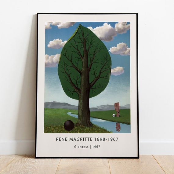 Rene Magritte、Le Geant、海外版超希少レゾネ、新品額付 Rene Magritte Exhibition Poster - Giantess _ 1967 Painting Art