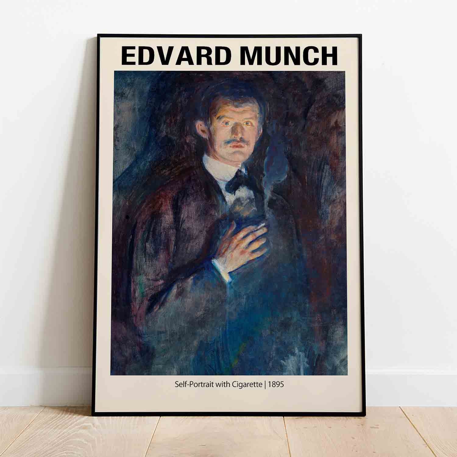 Edvard Munch Art Prints- Self Portrait With Cigarette 1895 - Edvard Munch  Poster, Edvard Munch Wall Art Munch Exhibition Prints Museum Print