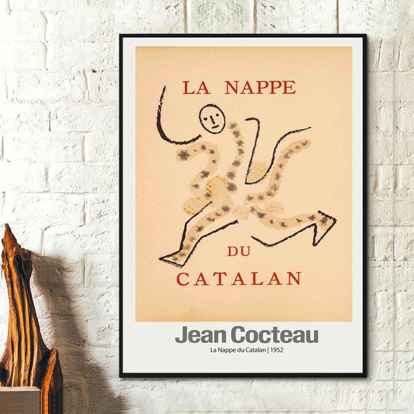 Jean Cocteau -La Nappe du Catalan 1952- Jean Cocteau Art Print, Vintage Jean Cocteau Poster, Exhibition Poster Printable, Printable Wall Art