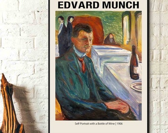 Edvard Munch Art Prints- Self Portrait in Hell  1903 -Edvard Munch Poster, Edvard Munch Wall Art Munch Exhibition Prints Museum Prints