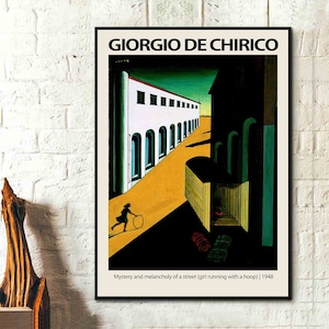Cartel de la exposición Giorgio De Chirico- Misterio y melancolía de una calle 1948 Arte surrealista - Cartel de arte de pared en lienzo, regalos para amantes del arte