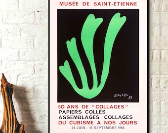 Henri Matisse Exhibition Poster Art- Algue Verte - Musee de Saint Etienne _ 1964 Modern Painting- Abstract Art Print-  Colorful Poster Print