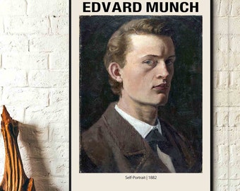 Edvard Munch Art Prints- Self-Portrait 1882 -Edvard Munch Poster, Edvard Munch Wall Art Munch Exhibition Prints Museum Prints, Modern Decor