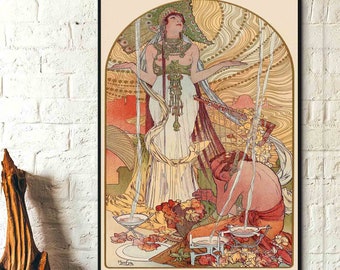 Alphonse Mucha Print-  Incantation (Salammbo)  1897 - Art Nouveau Poster Alphonse Mucha Prints, Mucha Wall Art, Birthday Gift Ideas, Art