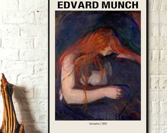 Edvard Munch Art Print- Vampire 1895 -Edvard Munch Poster, Edvard Munch Wall Art, Munch Exhibition Prints, Museum Prints, Modern Home Decor