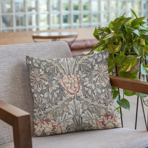 William Morris Pillow Cover Cases - Honeysuckle, Vintage William Morris Print, Abstract Pillow, Floral Cushion Covers