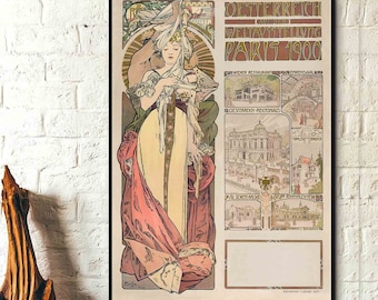 Alphonse Mucha Print- Austria at the Exposition Universelle 1899 - Art Nouveau Poster Alphonse Mucha Print Mucha Wall Art Birthday Gift Idea