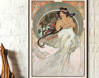 Alphonse Mucha Print-The Arts  Music  1899 - Art Nouveau Poster Alphonse Mucha Prints, Mucha Wall Art, Birthday Gift Ideas, Housewarming
