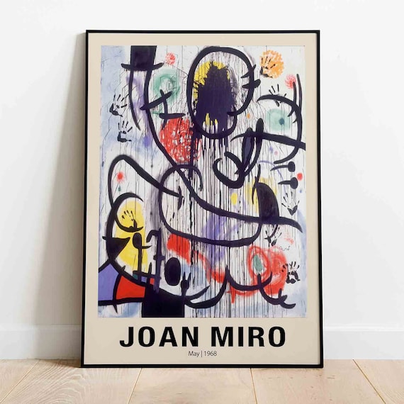 Joan Miro Print- May 1968 - Spanish Painter Wall Art, Abstract
