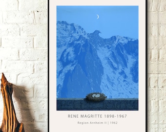 Rene Magritte Exhibition Poster - Region Arnheim II 1962 - Painting Art, Modern Art, Canvas Wall Art, Poster Print, Painting Art, Modern Art