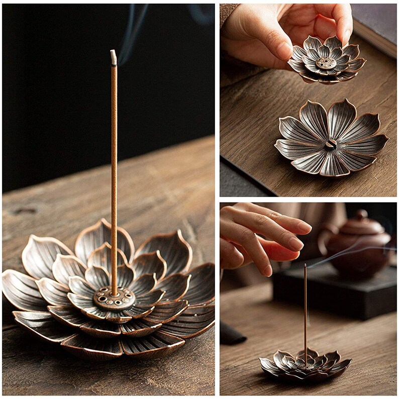 Incense Holder Lotus Brass Etsy