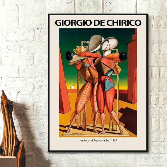 模写 ジョルジョ・デ・キリコ 絵画 大きめ もしゃ ゴールド額縁