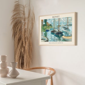 Claude Monet Poster Digital Download- Sailboats on the Seine at Petit - Gennevilliers _ 1874- Vintage Wall Exhibition Poster Prints and Art