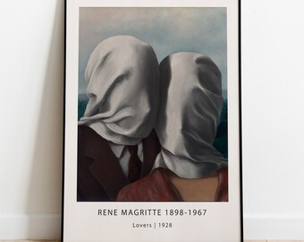 非常にモダンな絵画だと思います。 ルネ・マグリット展ポスター - 恋人たち _ 1928 絵画 アート モダン