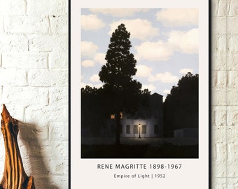 Rene Magritte Exhibition Poster -Empire of Light _ 1952   Painting Art Modern Art Canvas Wall Art Poster Print Painting Art Modern Art