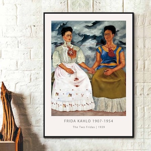 Frida Kahlo- Las dos Fridas 1939 - Cartel de Frida Kahlo, Grabados de Kahlo, Grabados de arte de Frida Kahlo, Obra de arte de la pintora mexicana Frida Kahlo