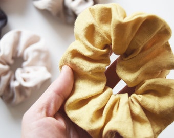 Scrunchies di lino / 100% organico / Lavabile / Eticamente fatto a mano / Selezione naturale di colori / Accessorio Boho