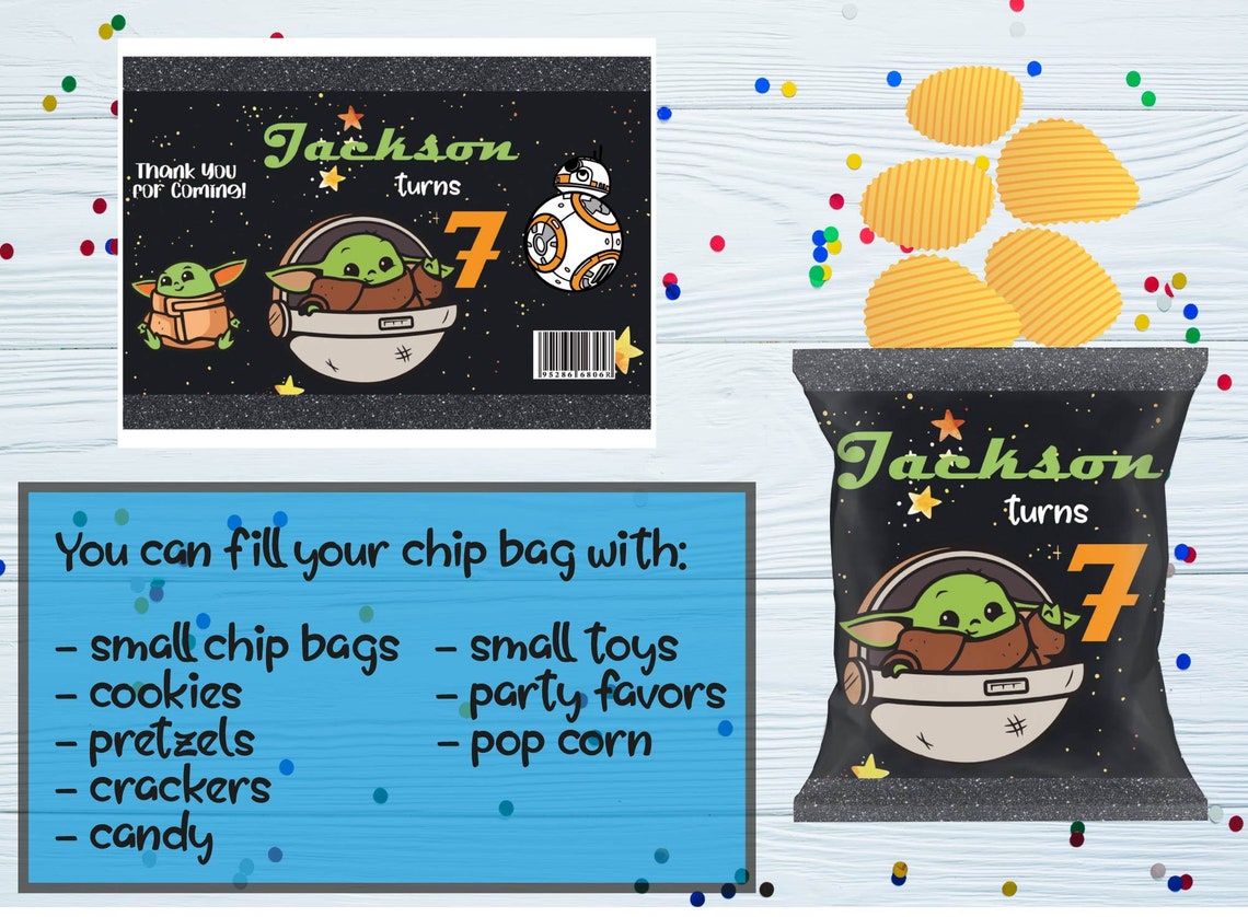 Baby Yoda Chip Bag Bolsa De Chip Imprimible Favores De Etsy