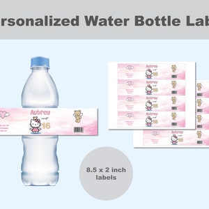 Personalized Water Bottle labels Template printable Instant Digital download, labels, Personalizado, Descarga instantánea, archivo digital