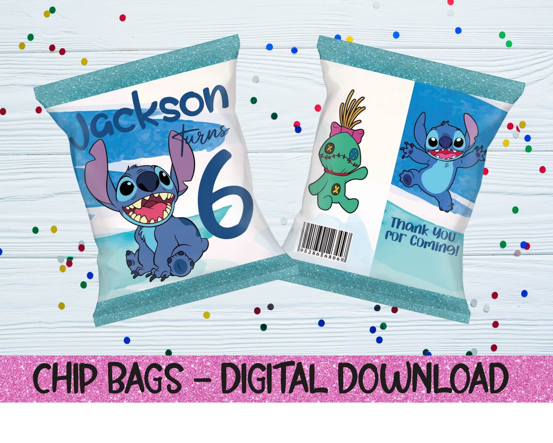 STITCH Chip Bag Stitch Printable Chip Bag Birthday Favors Etsy Canada