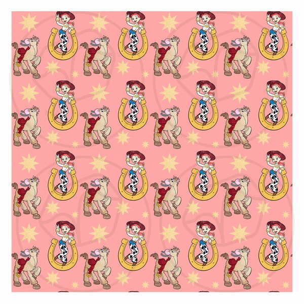 Toy Story Jessie Seamless Pattern, Toy Story pattern, Jessie, Fabric, Pattern, Digital Paper, Design, sublimation, Clipart, Print