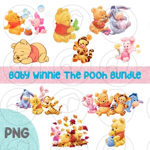 Baby Winnie The Pooh Png Bundle, Descarga instantánea, Clipart, Uso comercial