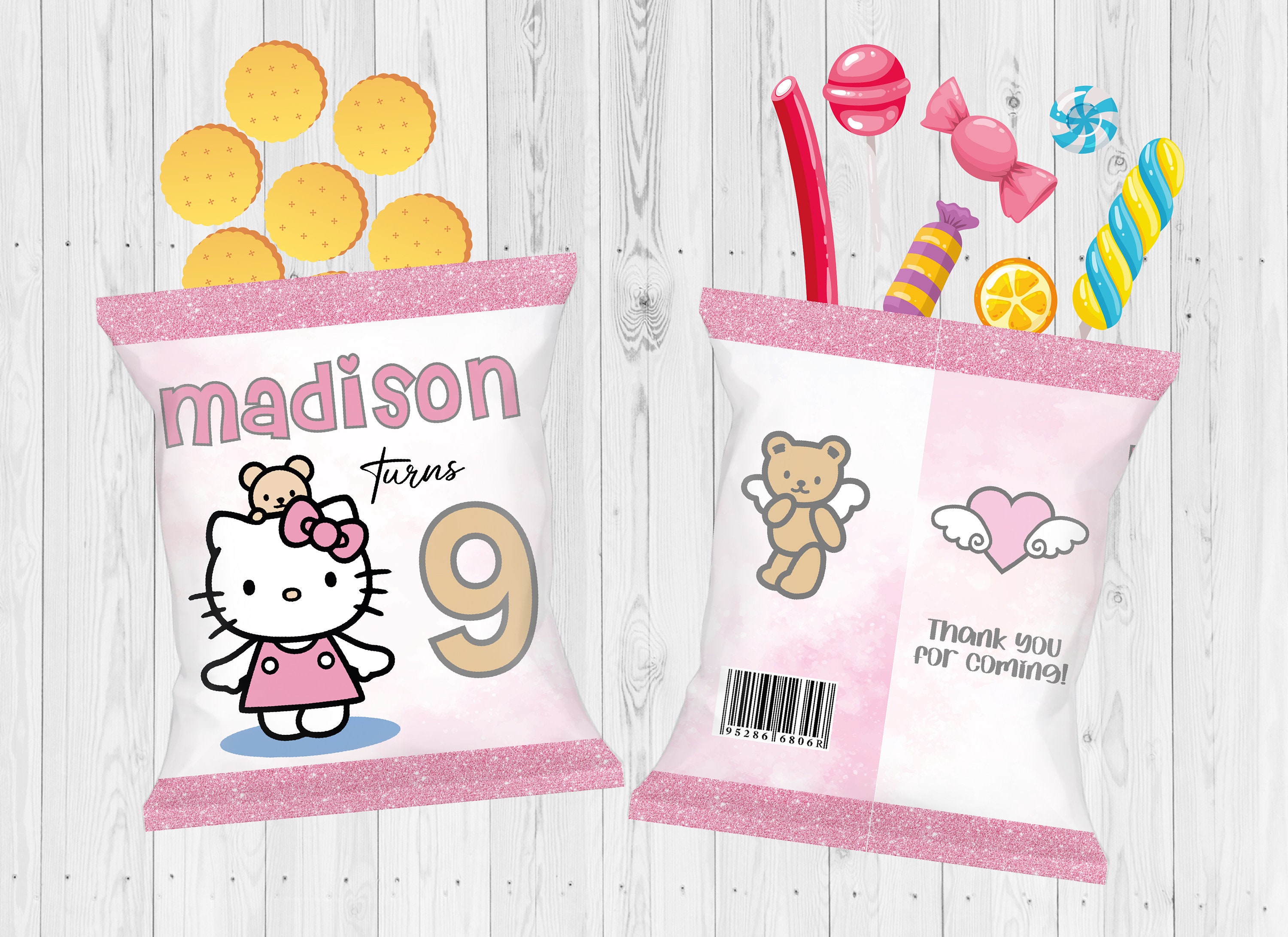 H Kitty Chip Bag Bolsa De Chips Imprimible Favores De Etsy