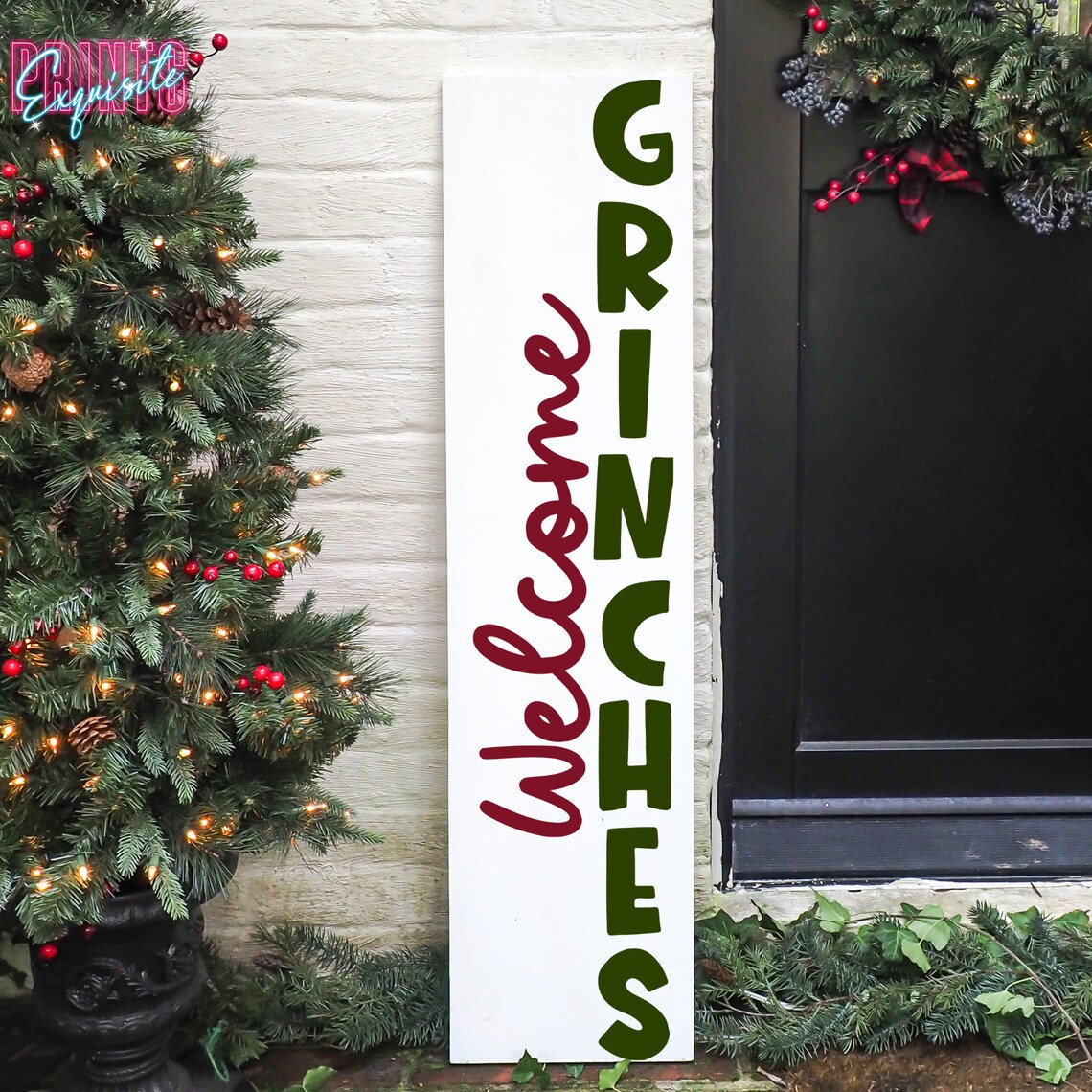 Grinch Weihnachts-Deko-Set Mit Banner & Wirbeln – Glitzernd Rot/grün Für Fenster, Wand & Tisch