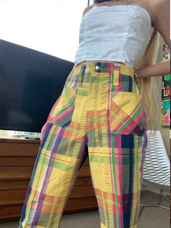 1970s multicolored plaid pants