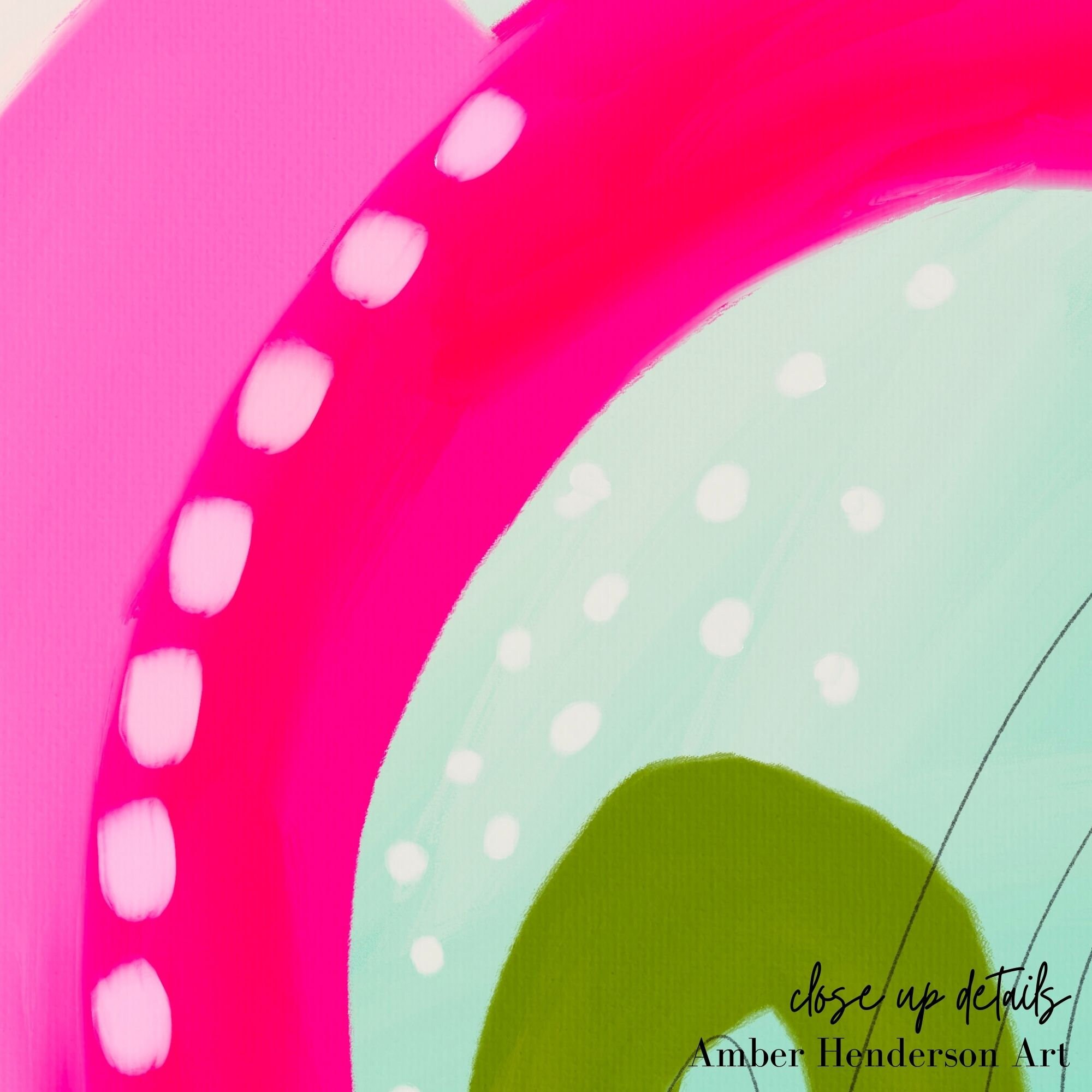 Bright Abstract Pink Green Painting Bright Pink Art Vibrant Etsy
