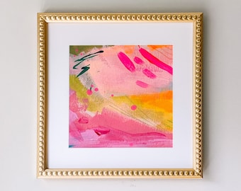 Rouge Print - Bright Pink Yellow Abstract Wall Art, Hot Pink Neon Orange Abstract Painting, Vibrant Magenta Green Fine Art Giclee Print