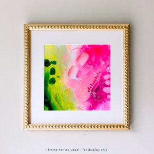 Fluorescent Green Print - Bright Pink Green Abstract Art Print, Hot Pink Colorful Wall Art, Vibrant Abstract Floral Fine Art Giclee Print