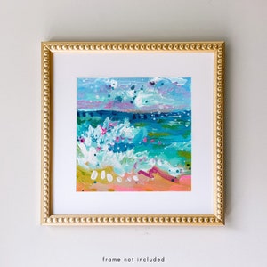 Sea Foam Print, Ocean Blue Green Wave Art, Coastal Abstract Print, Hot Pink Beach Abstract Wall Art, Abstract Ocean Beach Decor, Surf Decor