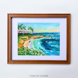 La Jolla Print, San Diego California Coast Wall Art, Colorful Beach Sunset Painting, Southern California Surf Decor, Abstract Ocean Wall Art