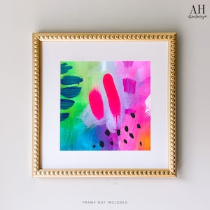 Candy Colored Print - Bright Pink Green Abstract Art Print, Vibrant Painting, Bright Teal Colorful Wall Art, Print of Original Acrylic Art