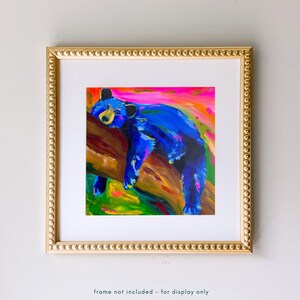 Sleeping Black Bear Print, Colorful North Carolina Wall Art, Vibrant Animal Painting, Great Smoky Mountains Decor, Asheville Black Bear
