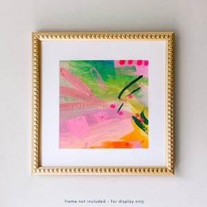 Guava Print - Bright Pink Green Abstract Wall Art, Neon Pink Teal Green Abstract Painting, Vibrant Pink Orange Fine Art Giclee Print