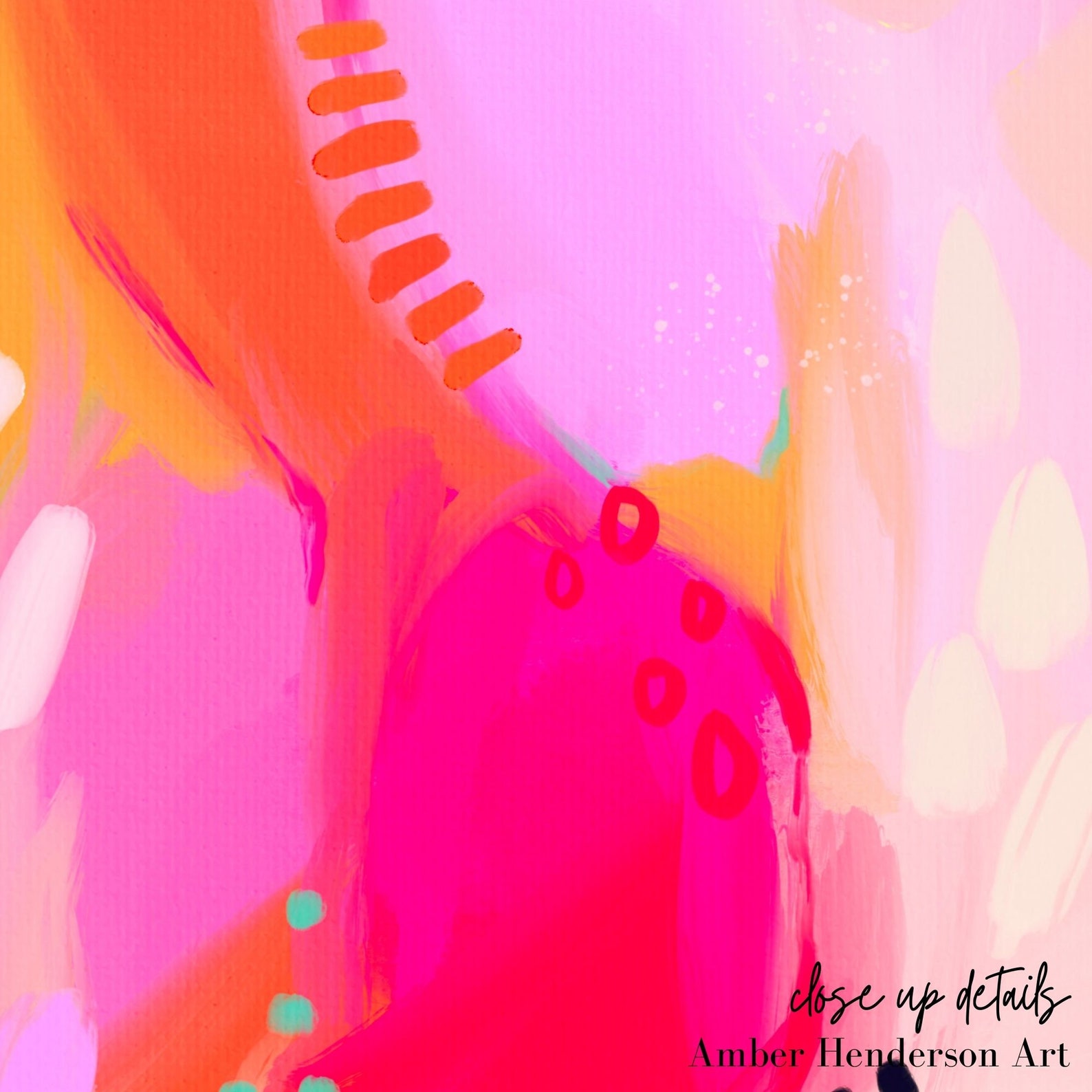 Bright Pink Green Abstract Wall Art Colorful Pink Orange Etsy