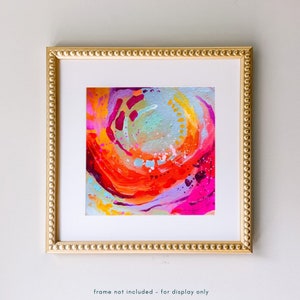 Fiery Sunset Print - Bright Pink Orange Abstract Art Print, Vibrant Painting, Neon Orange Colorful Wall Art, Print of Original Acrylic Art