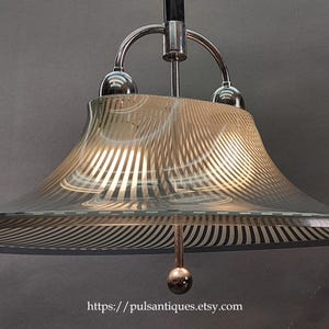 Rare Large Meblo Harvey Guzzini Pull-Down Ceiling Light - 1970s Op-Art  Striped Pendant Lamp - Italian Design Space Age