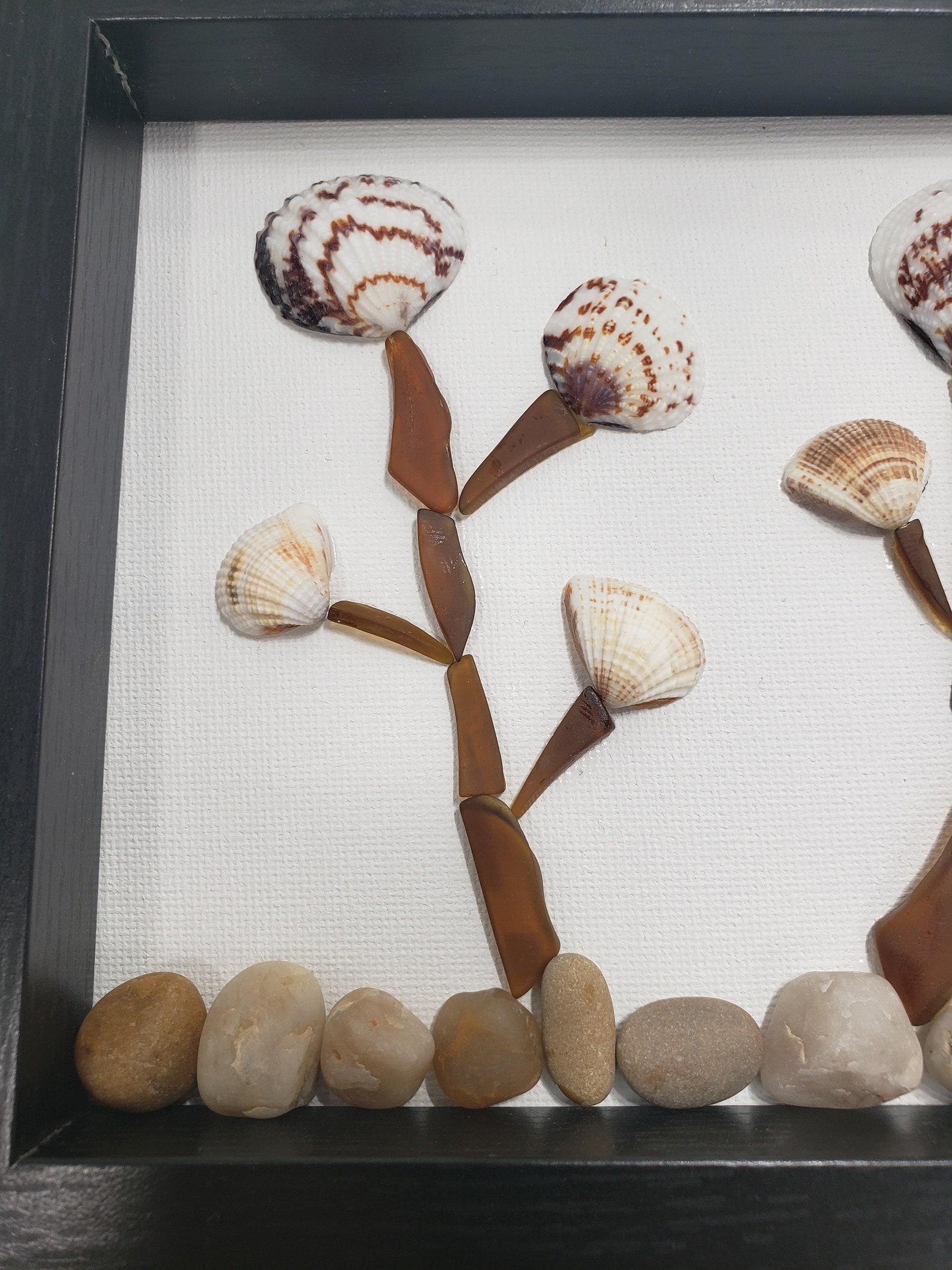 Framed Rock Sea Glass and Shell Art, Framed Wall Décor, Handcrafted Sea Glass and Shell Picture